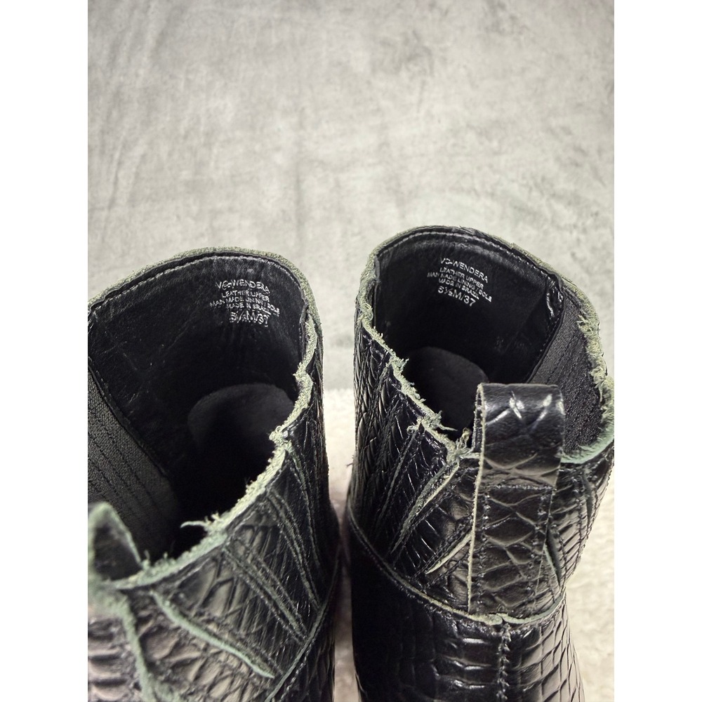 Vince Camuto Black Croc-Embossed Heeled Boots - Picture 7 of 8